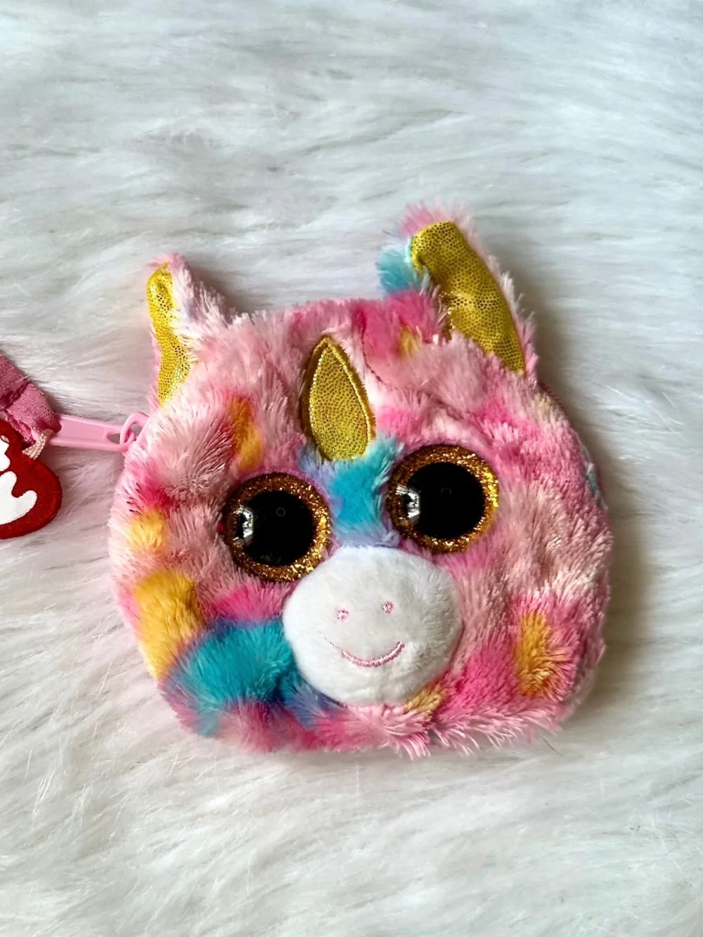 Ty Fashion Beanie Boos Fantasia the Pink Unicorn‎ Mini Wrislet Coin Purse